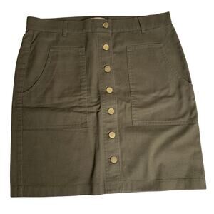 Loft Skirt Women's Size 4 Army Green Utility Button Front With Pockets